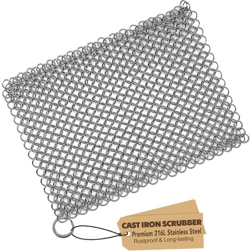 Cast iron chainmail scrubber - cast,