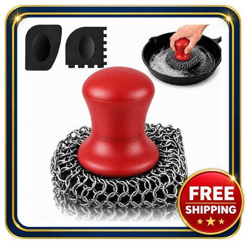 Cast iron scrubber - with, handle