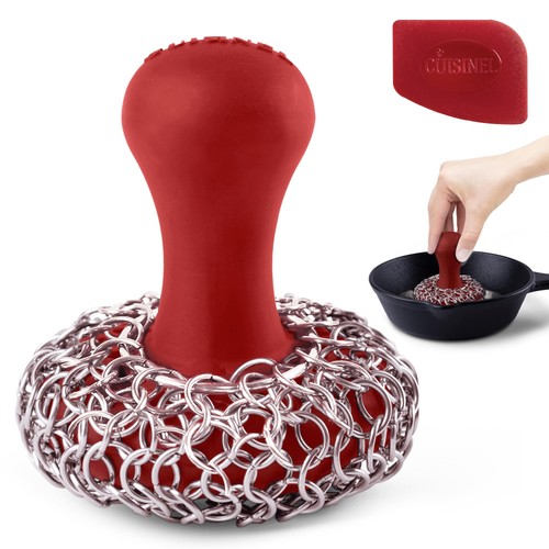 Cast iron chainmail scrubber - iron, +