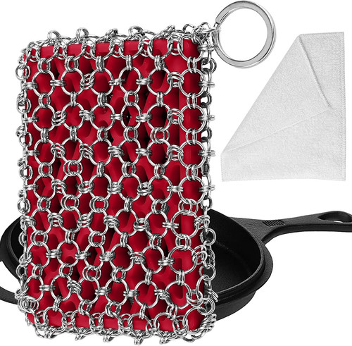 Cast iron chainmail scrubber - cast,