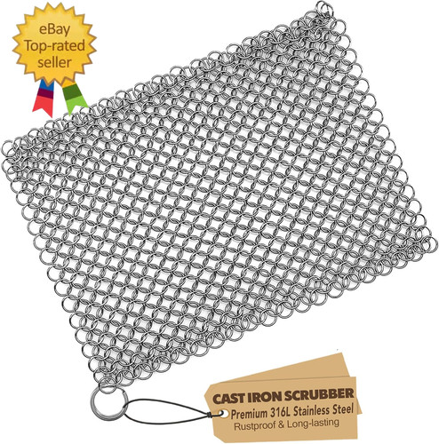 Cast iron chainmail scrubber - cast,